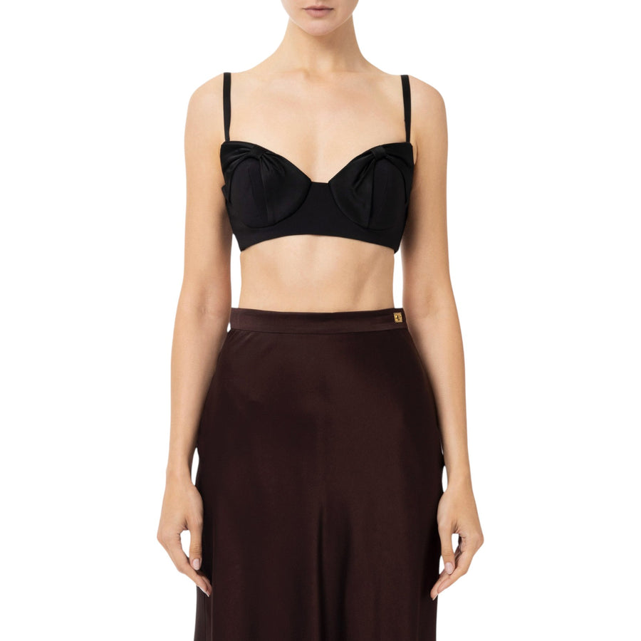 Top donna  in crêpe con fiocchi in raso