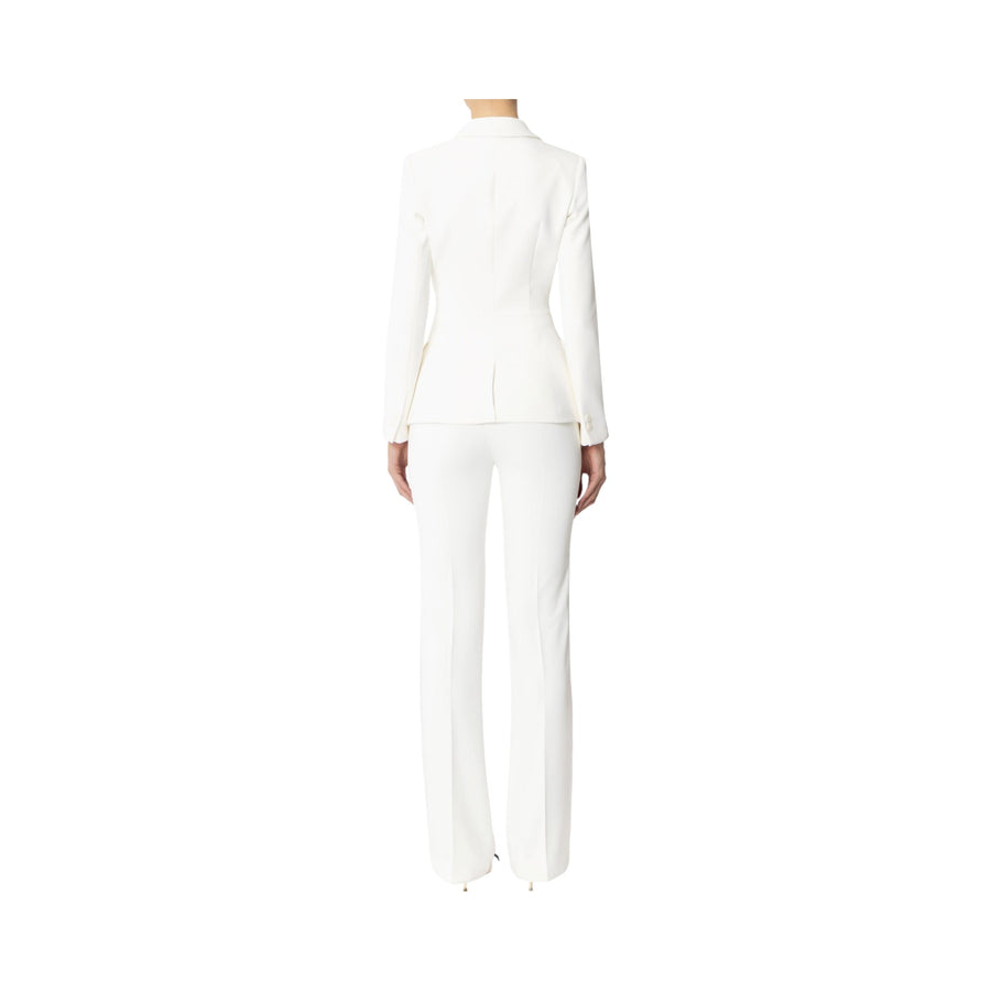 Tailleur donna  doppiopetto in crêpe con bande in raso