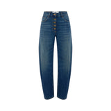 Jeans donna balloon con bottoni gioiello