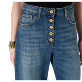 Jeans donna balloon con bottoni gioiello