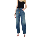 Jeans donna balloon con bottoni gioiello
