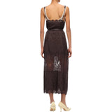 Abito donna slipdress midi con bande in pizzo