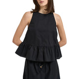 Top donna in popeline con fiocco