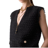 Gilet donna in maglia con dettaglio in pizzo