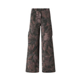 Pantaloni Donna in cotone con motivo camouflage floreale