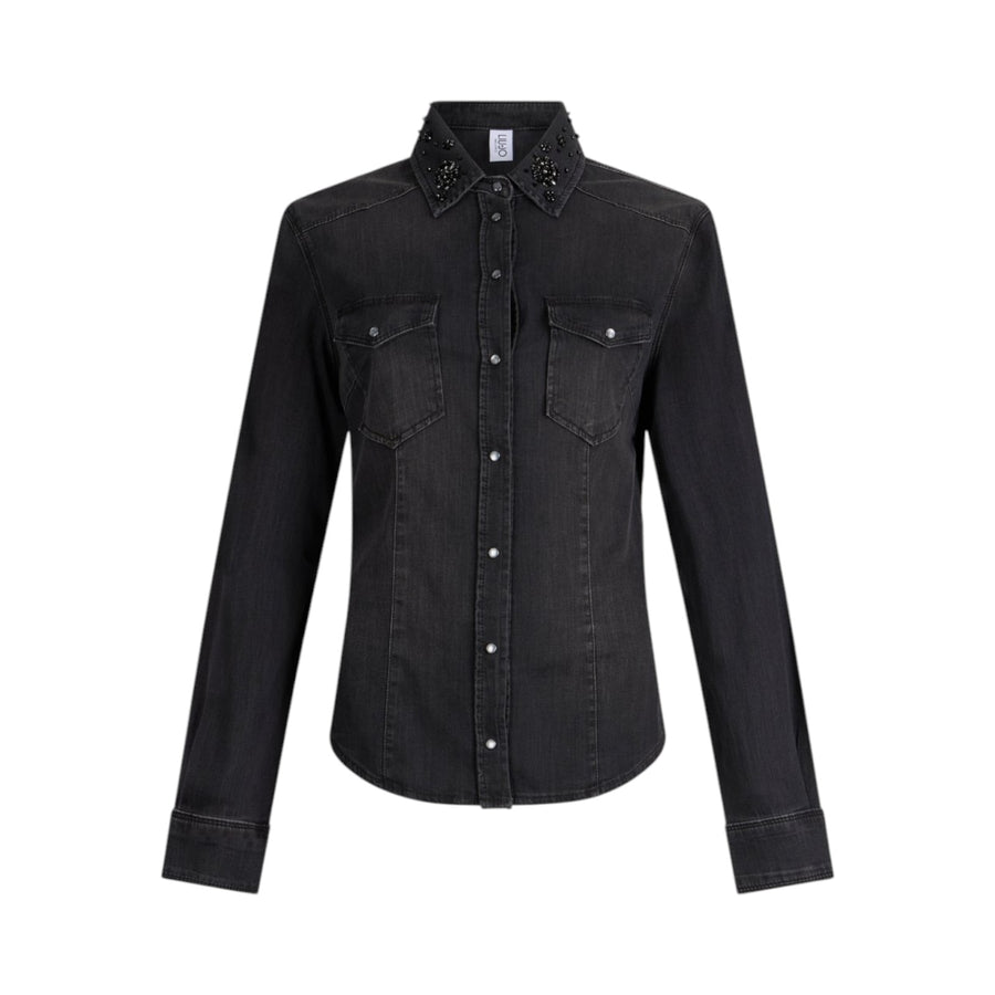 Camicia donna in denim con strass