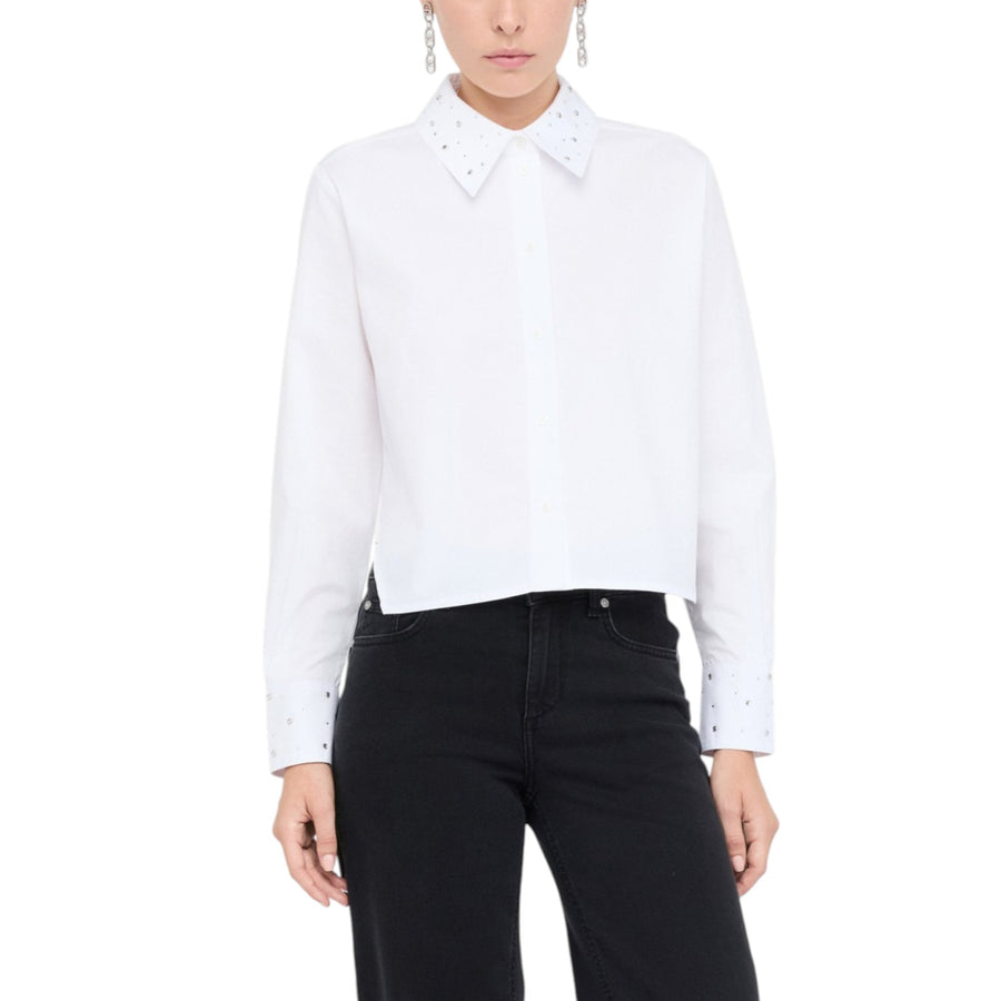 Camicia donna in popeline con strass