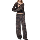 Pantaloni Donna in cotone con motivo camouflage floreale