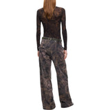 Pantaloni Donna in cotone con motivo camouflage floreale