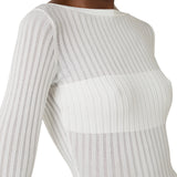 Body donna in maglia con trasparenze