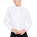 Camicia donna in popeline con strass