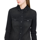 Camicia donna in denim con strass