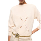 Maglione donna in lana e cashmere con maxi rombi