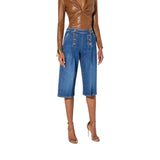 Bermuda donna in denim con bottoniera