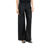 Pantaloni donna flare in tessuto spalmato