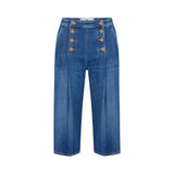 Bermuda donna in denim con bottoniera