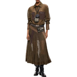 Gonna Donna midi svasata in pizzo con inserti
