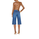 Bermuda donna in denim con bottoniera