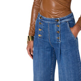 Bermuda donna in denim con bottoniera