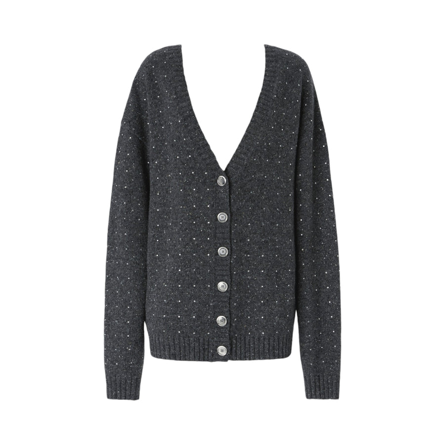 Cardigan donna scollo a V con strass