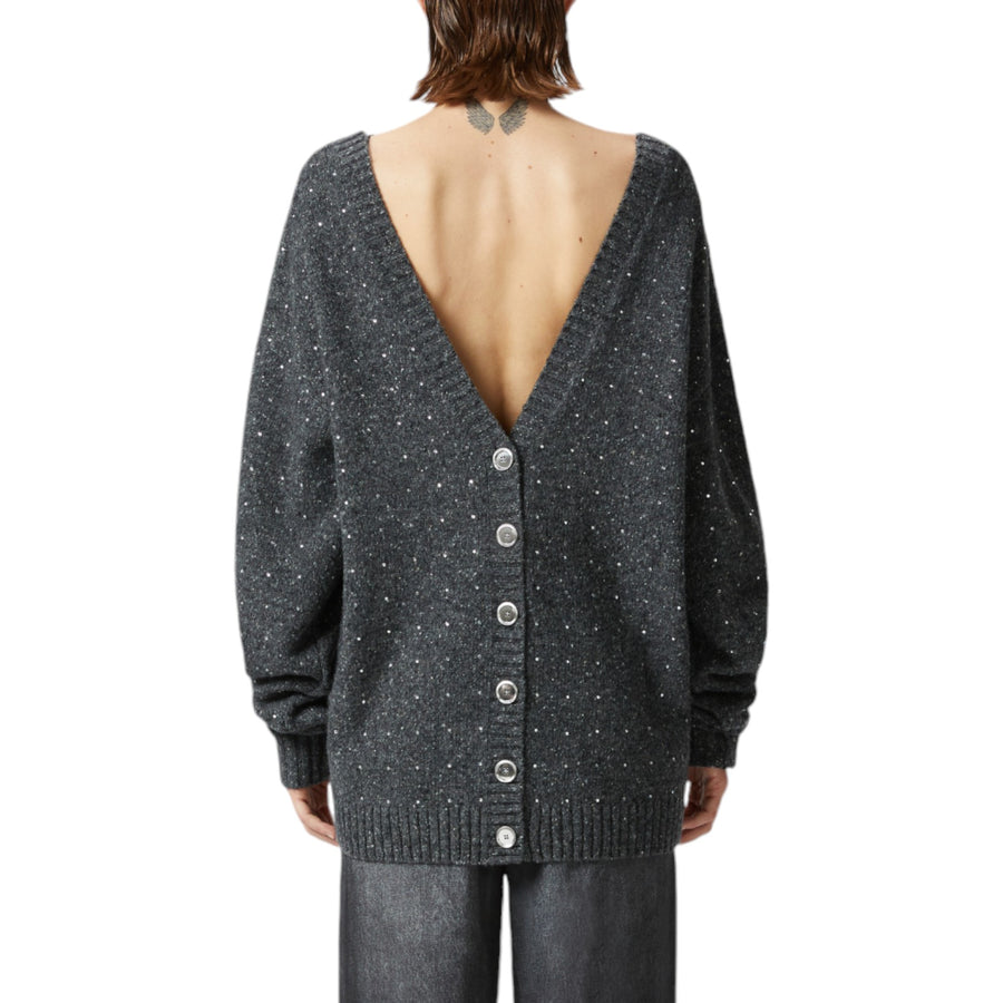 Cardigan donna scollo a V con strass