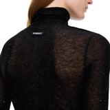 Maglia donna aderente a collo alto con micro paillettes