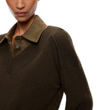 Maglia donna cropped in lana con maniche a palloncino