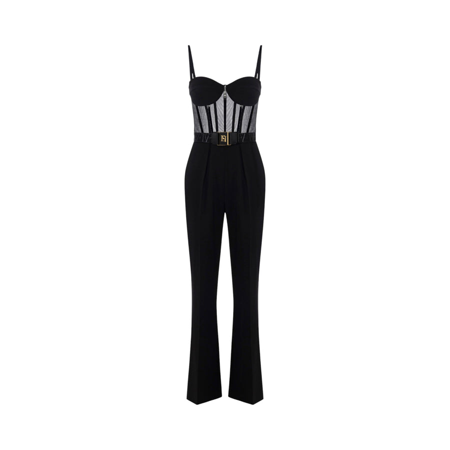 Tuta donna in crêpe leggero e tulle