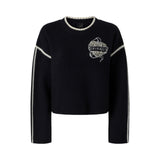 Maglione donna girocollo con ricami gioiello