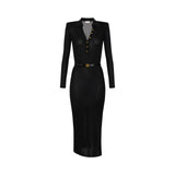 Abito donna in filato di viscosa con dettagli logo