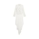 Giacca donna in tessuto compact con strascico in tulle