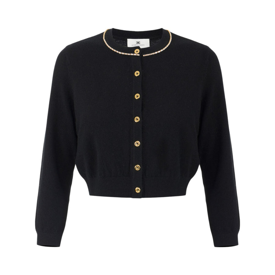 Cardigan donna in lana e cachemire con strass