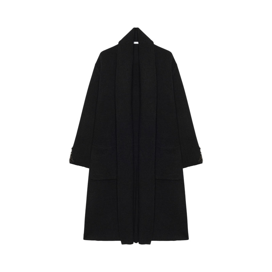 Cappotto donna in maglia ricamato a mano