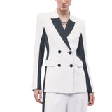 Blazer donna doppiopetto color block in crêpe