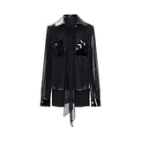 Camicia donna lunga trasparente con tasche lucide