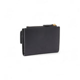 Piccolo portafoglio compatto in pelle liscia con logo