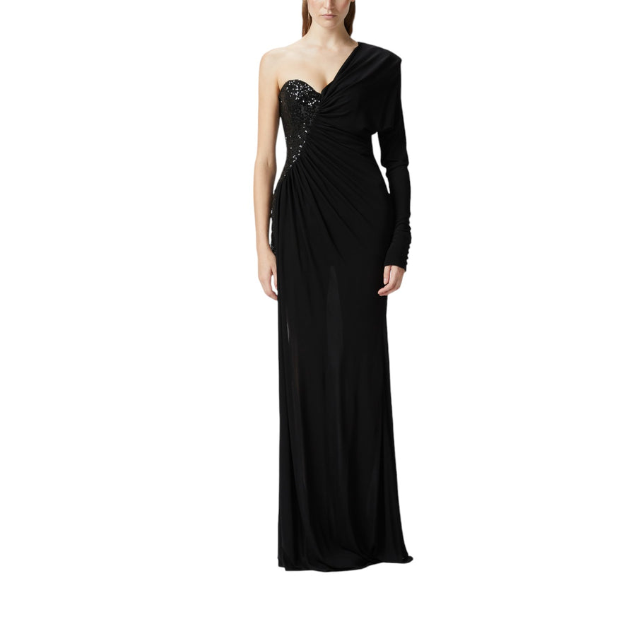 Abito donna elegante asimmetrico con paillettes