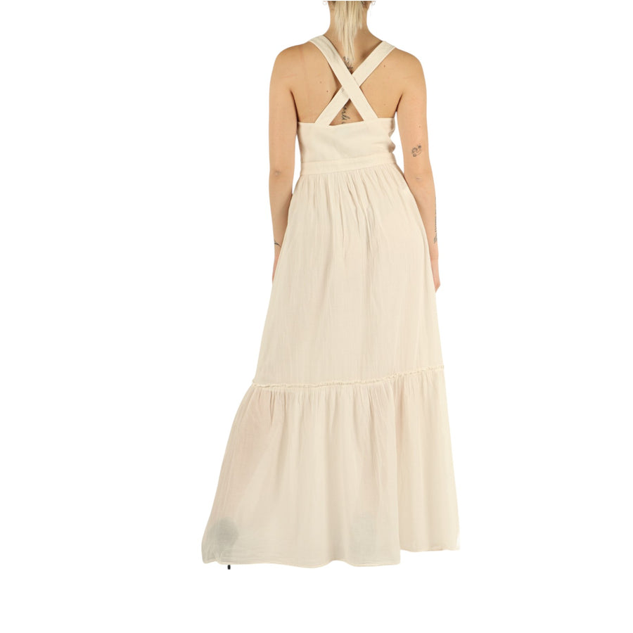 Vestito donna lungo smanicato in cotone con scollo