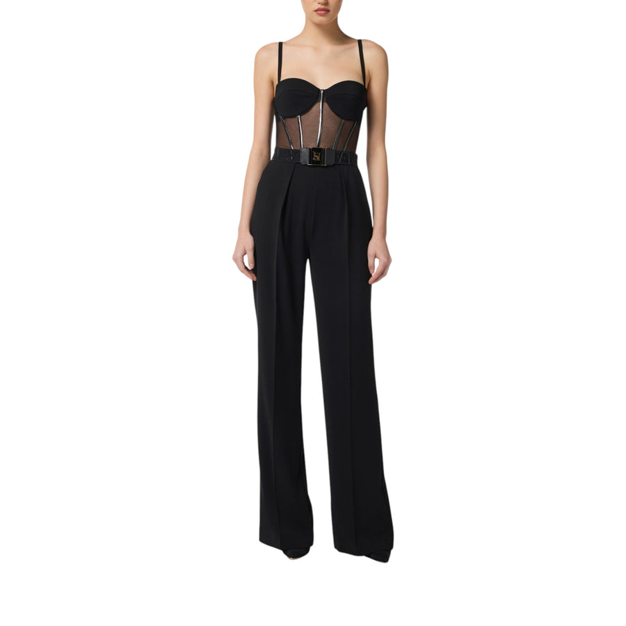 Tuta donna in crêpe leggero e tulle