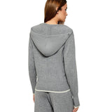 Maglia donna con cappuccio e zip in misto cashmere