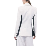 Blazer donna doppiopetto color block in crêpe