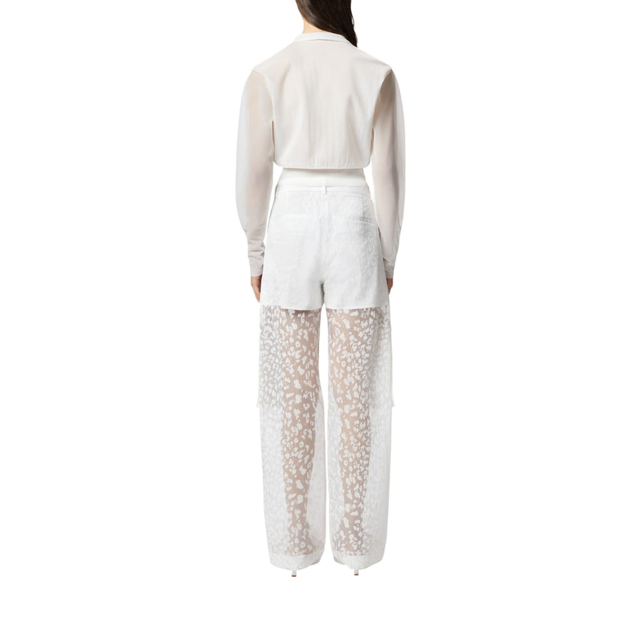 Pantaloni donna lunghi trasparenti stampati