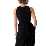 Top donna jacquard con dettagli in pizzo