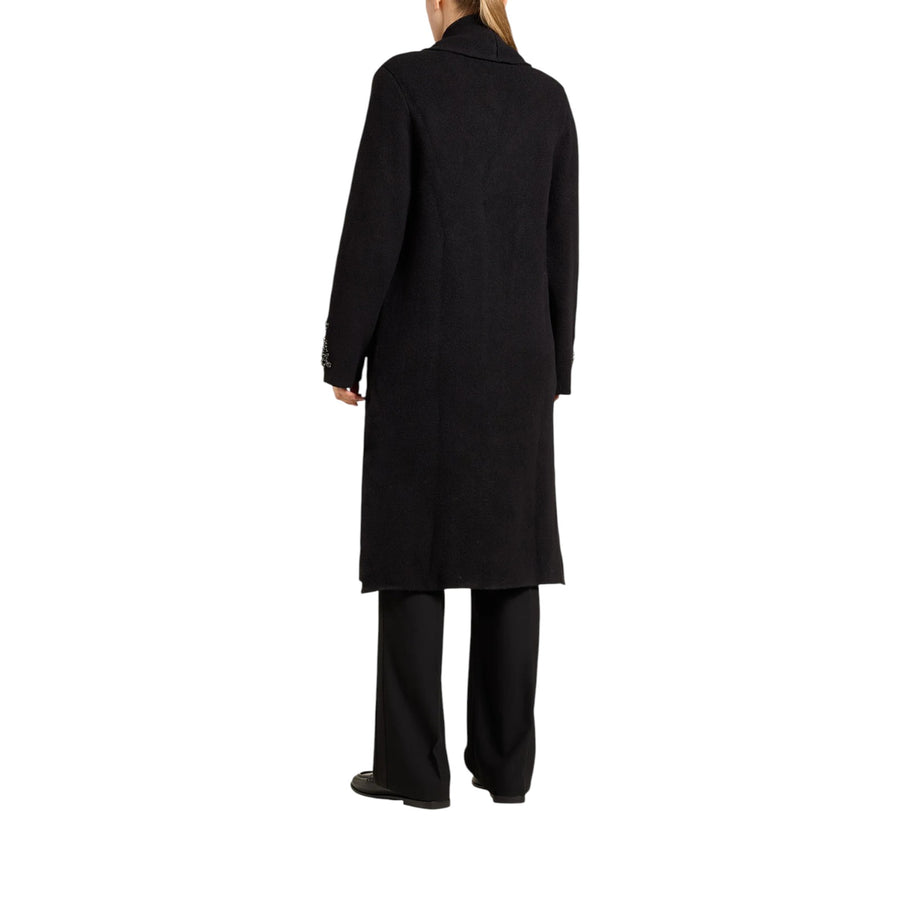 Cappotto donna in maglia ricamato a mano