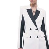 Blazer donna doppiopetto color block in crêpe