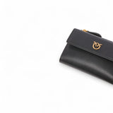 Piccolo portafoglio compatto in pelle liscia con logo