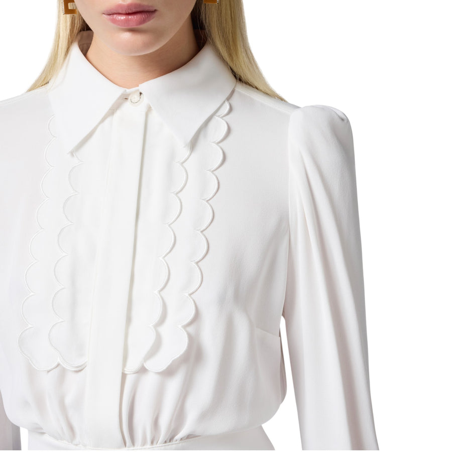 Camicia donna in viscosa con smerlo ricamato