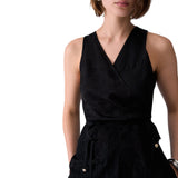 Top donna jacquard con dettagli in pizzo