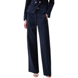 Pantaloni donna straight gessati