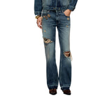 Jeans donna donna destroyed con spille gioiello